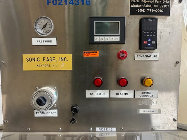 SONIC EASE INC. M/C #1334 INDUSTRIAL PNEUMATIC C-FRAME HOT PLATE SEALER MACHINE