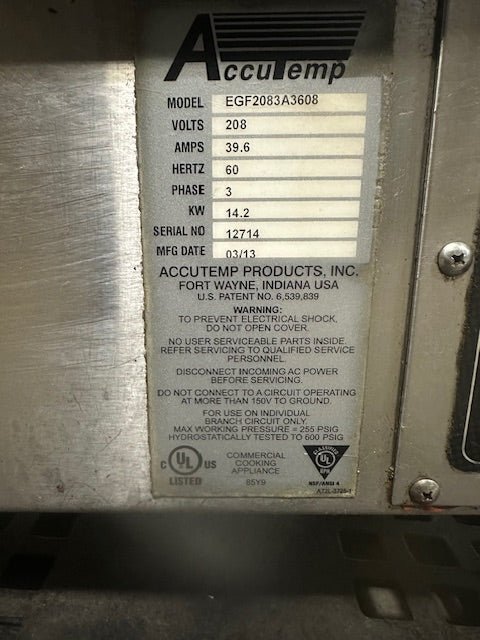 ACCUTEMP EGF2083A3608 ELECTRIC 3PH COMMERCIAL THERMOSTATIC STEAM CHAMBER GRIDDLE - Second Life - Equipment - collection_name