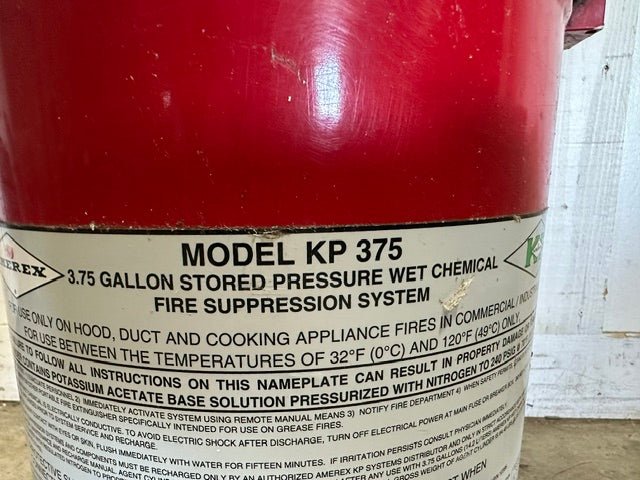 "AMEREX MODEL KP375" 3.75 GALLON WET CHEMICAL FIRE SUPPRESSION SYSTEM - Second Life-Equipment-collection_name