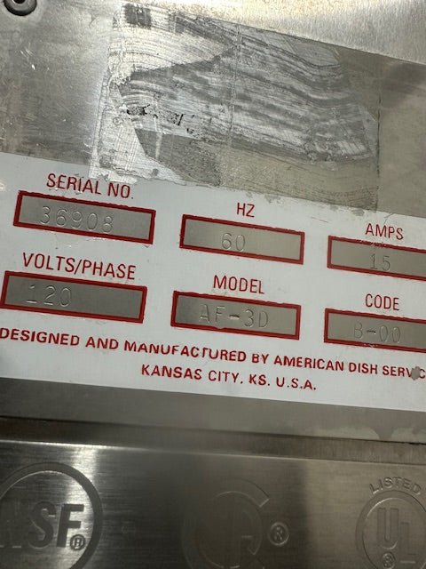 "AMERICAN DISH SERVICE AF - 30"H.D COMMERCIAL S.S LEFT LIGHT LOW TEMP DISHWASHER - Second Life - Equipment - collection_name