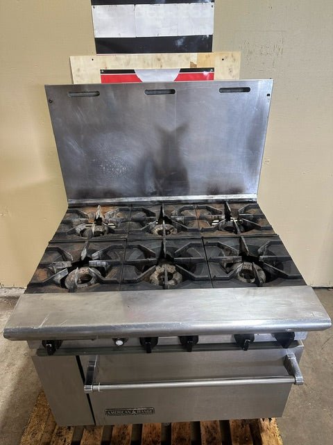 "AMERICAN RANGE" NAT GAS 6 BURNERS STOVE WITH STANDARD OVEN - Bargains R Ours - #collection_name#