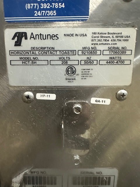 ANTUNES HCT - 5H 208 1ph HORIZONTAL CONTACT BUN TOASTER - Second Life - Equipment - collection_name