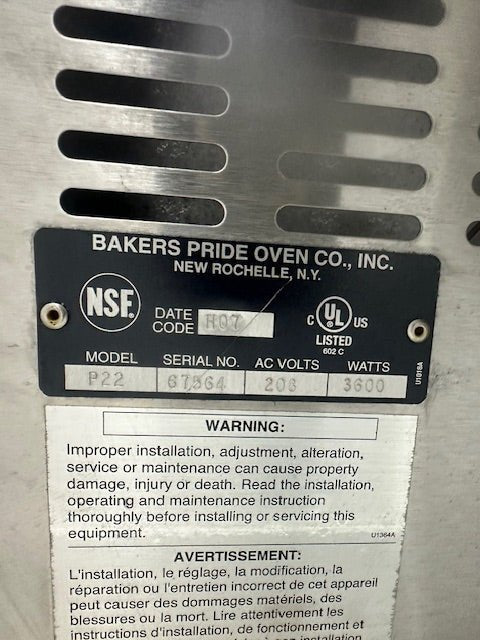 "BAKERS PRIDE P22S"ELECTRIC COUNTERTOP PIZZA/PRETZEL STONE DECK OVEN 3600W,1PH - Second Life - Equipment - collection_name