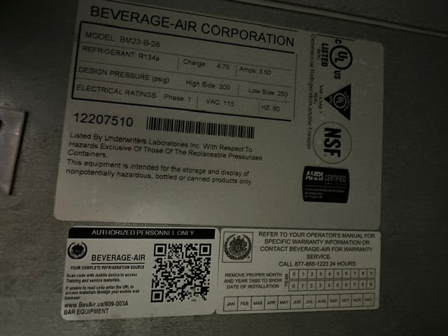 "BEVERAGE-AIR BM23-B-28" COMMERCIAL KEGERATOR BEER DISPENSER/COOLER, 115V 1PH - Second Life-Equipment-#collection_name#