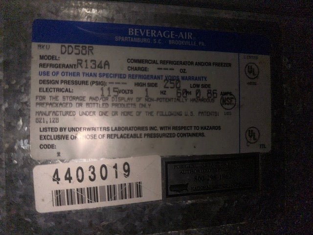 "BEVERAGE - AIR DD58R" COMMERCIAL REMOTE UNIT BEER DISPENSER/COOLER, 115V 1PH - Second Life - Equipment - collection_name