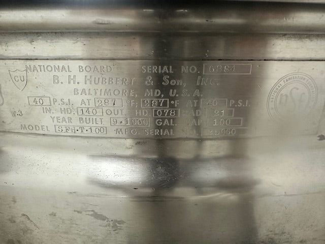 "B.H HUBBERT SON" SFHT100 H.D COMMERCIAL 100 GALLON DIRECT STEAM KETTLE - Second Life - Equipment - collection_name