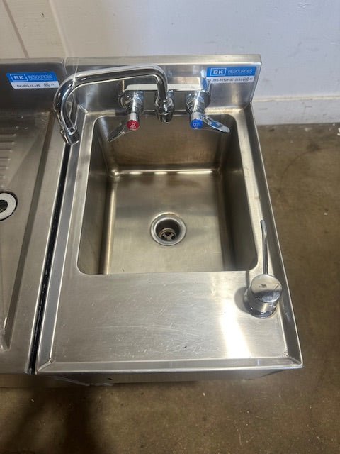 "BK RESOURCES 18 - 18S"UNDERCOUNTER ALL S.S DRAINBOARD & SINK W/ NAPKIN DISPENSER H/C FAUCET - Second Life - Equipment - collection_name