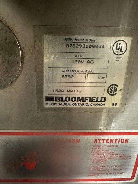 BLOOMFIELD GOURMET 1000 MODEL 8782 POUR OVER AIRPOT BREWER WITH HOT WATER SPIGOT - Second Life - Equipment - collection_name