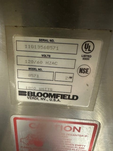 BLOOMFIELD KOFFEE KING MODEL 8571 3 TIERD WARMER WITH BREWER W/ 2 CARAFES - Second Life - Equipment - collection_name