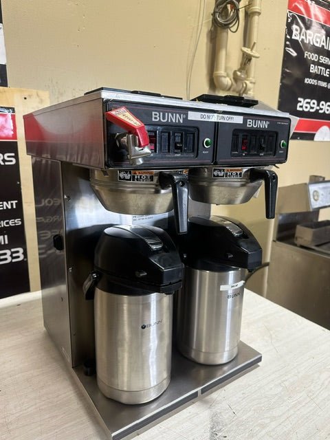 BUNN DUAL POUR OVER COFFEE BREWER w/2 COFFEE DECANTER FUNNELS PLUS 2 AIR POT DISPENSERS - Bargains R Ours - #collection_name#