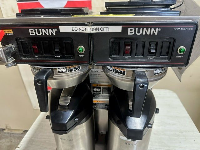 BUNN DUAL POUR OVER COFFEE BREWER w/2 COFFEE DECANTER FUNNELS PLUS 2 AIR POT DISPENSERS - Bargains R Ours - #collection_name#