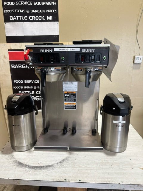 BUNN DUAL POUR OVER COFFEE BREWER w/2 COFFEE DECANTER FUNNELS PLUS 2 AIR POT DISPENSERS - Bargains R Ours - #collection_name#