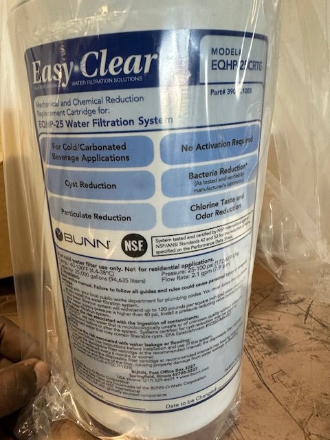 "BUNN EQHP - 25CRTG" Easy Clear Commercial Water Filter Cartridge, New in Box - Second Life - Equipment - collection_name