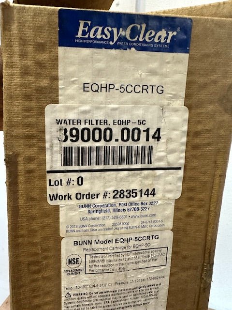 "BUNN EQHP - 2CCRTG" Easy Clear Commercial Water Filter Cartridge, New in Box - Second Life - Equipment - collection_name