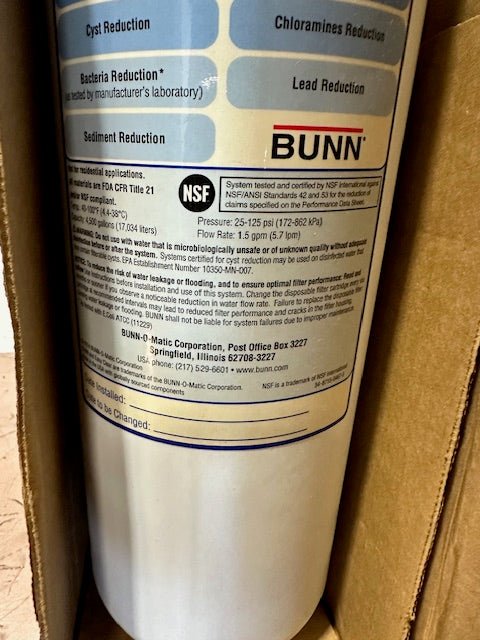 "BUNN EQHP - 2CCRTG" Easy Clear Commercial Water Filter Cartridge, New in Box - Second Life - Equipment - collection_name