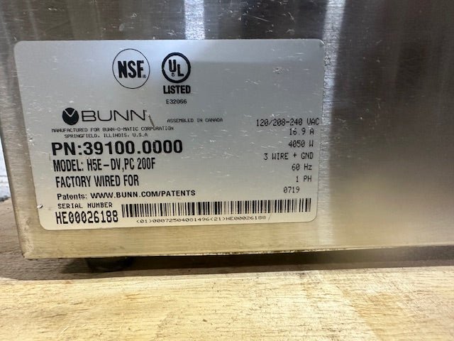 BUNN H5E - DV, PC 200F 5 GALLON COMMERCIAL 120V 1PH HOT WATER DISPENSER - Second Life - Equipment - collection_name