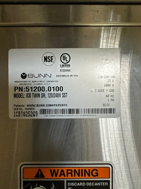 "BUNN ICB TWIN SH"INFUSION SERIESDUAL AUTOMATIC COFFEE BREWER ,120/240V, 1PH - Second Life - Equipment - collection_name
