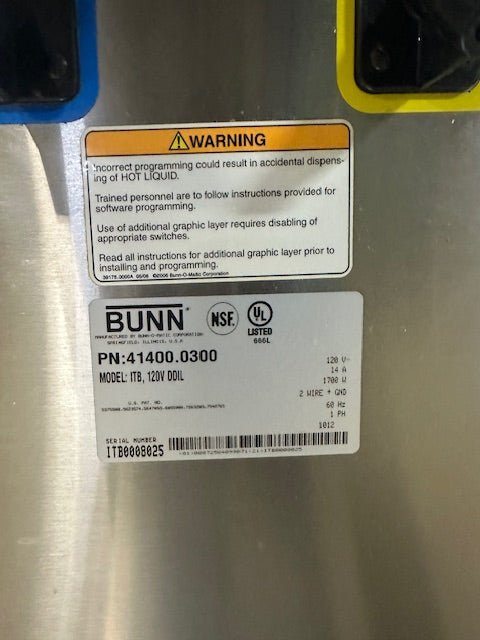 "BUNN ITB 120V DDIL" TEA INFUSION SERRIES ICED TEA BREWER W/ DUAL DILUTION, 1PH - Second Life - Equipment - collection_name
