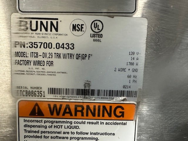 "BUNN ITCB - DV" COMMERCIAL COUNTER TOP COFFEE BREWER MACHINE 120V, 1PH - Second Life - Equipment - collection_name