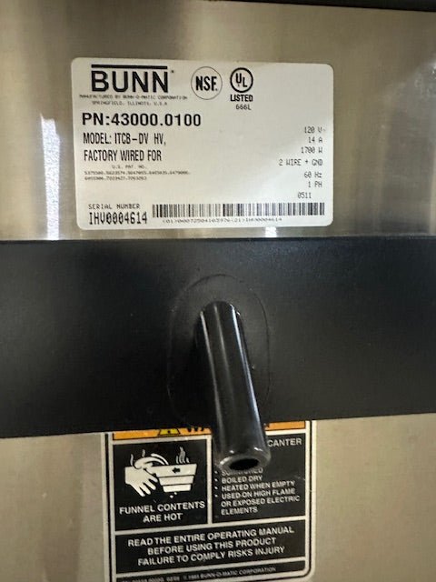 "BUNN ITCB - DV HV"INFUSION SERRIES AUTOMATIC TEA &amp; COFFEE BREWER MACHINE 120V,1PH - Second Life - Equipment - collection_name