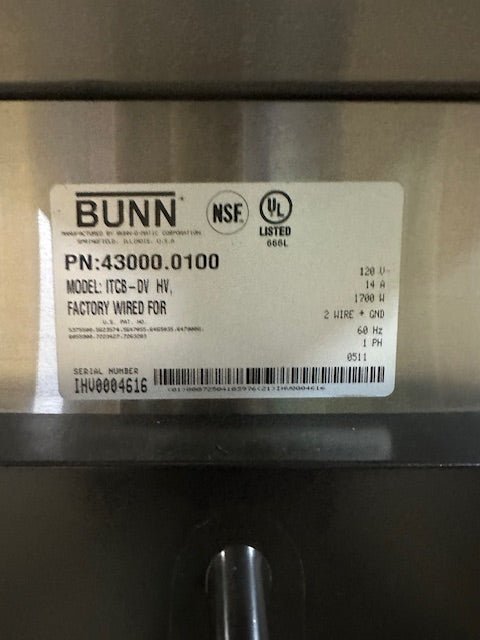 "BUNN ITCB - DV HV"INFUSION SERRIES AUTOMATIC TEA & COFFEE BREWER MACHINE 120V,1PH - Second Life - Equipment - collection_name