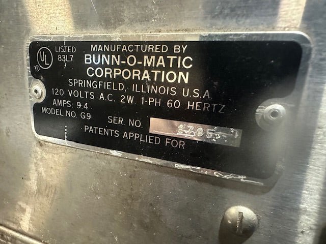 BUNN - O - MATIC HEAVY DUTY COMMERCIAL PRECISION GRINDER MODEL G9 - Second Life - Equipment - collection_name