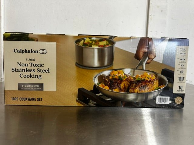 "Calphalon" 10 piece heat fast 3 layer non-toxic stainless steel cookware set - Second Life-Equipment-collection_name
