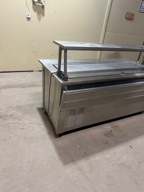 CARTER HOFFMANN STAINLESS STEEL REFRIGERATED LIGHTED CANOPY SELF SERVICE CAFETERIA STYLE DESSERT BAR AND TOP COLD PLATE CHILLER WITH MOISTURE CATCHER + SERVICE LEAF - Bargains R Ours - #collection_name#