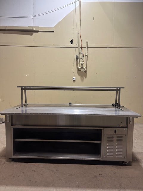 CARTER HOFFMANN STAINLESS STEEL REFRIGERATED LIGHTED CANOPY SELF SERVICE CAFETERIA STYLE DESSERT BAR AND TOP COLD PLATE CHILLER WITH MOISTURE CATCHER + SERVICE LEAF - Bargains R Ours - #collection_name#