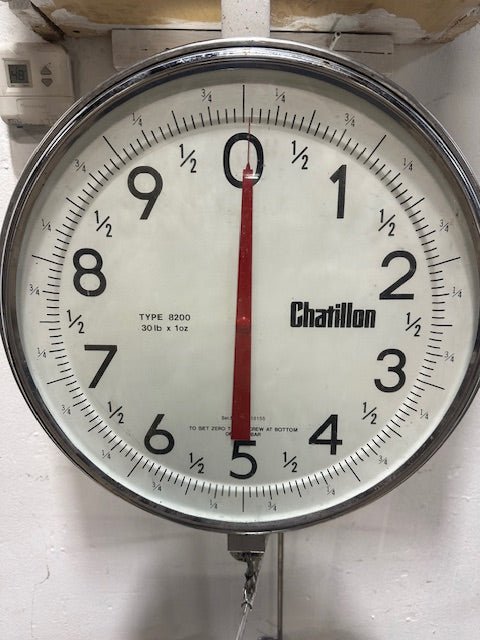 CHATILLON; 14" Dial Double Sided Hanging Scale 30 lb X 1oz Type 8200 W/ S.S BOWL - Second Life - Equipment - collection_name