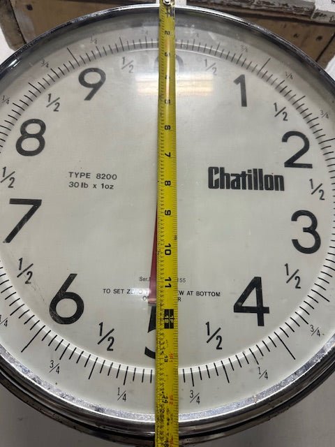 CHATILLON; 14" Dial Double Sided Hanging Scale 30 lb X 1oz Type 8200 W/ S.S BOWL - Second Life - Equipment - collection_name