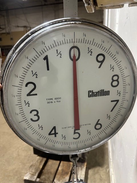 CHATILLON; 14" Dial Double Sided Hanging Scale 30 lb X 1oz Type 8200 W/ S.S BOWL - Second Life - Equipment - collection_name