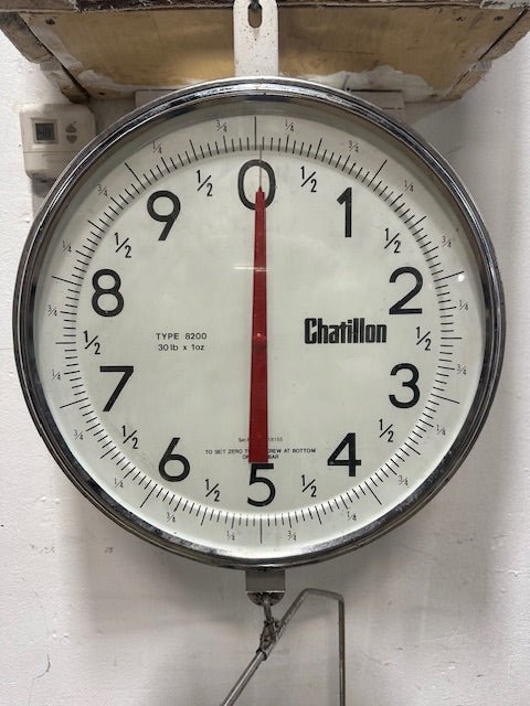 CHATILLON; 14" Dial Double Sided Hanging Scale 30 lb X 1oz Type 8200 W/ S.S BOWL - Second Life - Equipment - collection_name