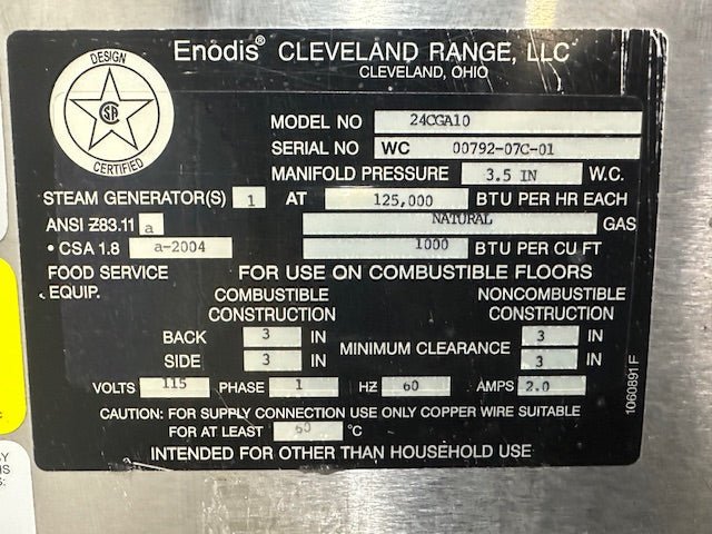 "CLEVELAND 24CGA10"H.D COMMERCIAL STEAMCRAFT 10 PANS N GAS STEAMER,125,000 BTU - Second Life - Equipment - collection_name