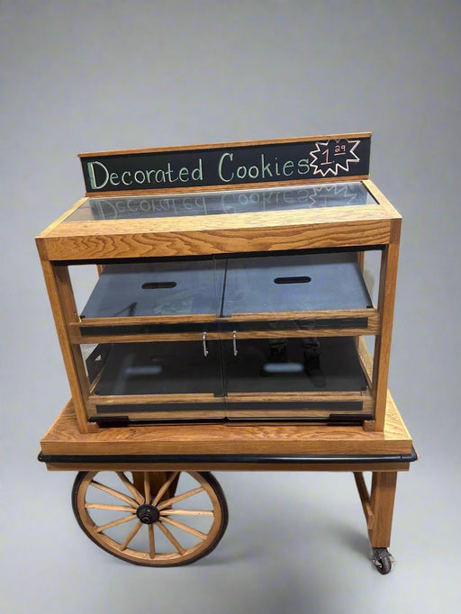 COMMERCIAL HIGH END WOODEN LIGHTED DUAL SERVING SIDE BAKERY MERCHANDISER - Bargains R Ours - #collection_name#