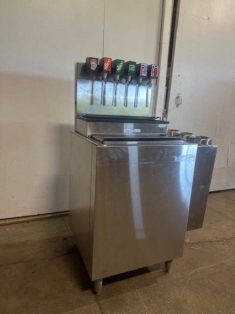 CORNELIUS CB2323AK6 6 FLAVORS SODA /POP MACHINE W/ DROP - IN ICE BIN & CUP HOLDER - Second Life - Equipment - collection_name