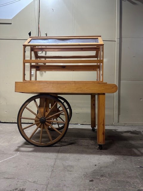 "CUSTOM BUILT" WOODEN BAKERY DISPLAY MERCHANDISING WITH HIGH END FINISHED WHEEL - Bargains R Ours - #collection_name#