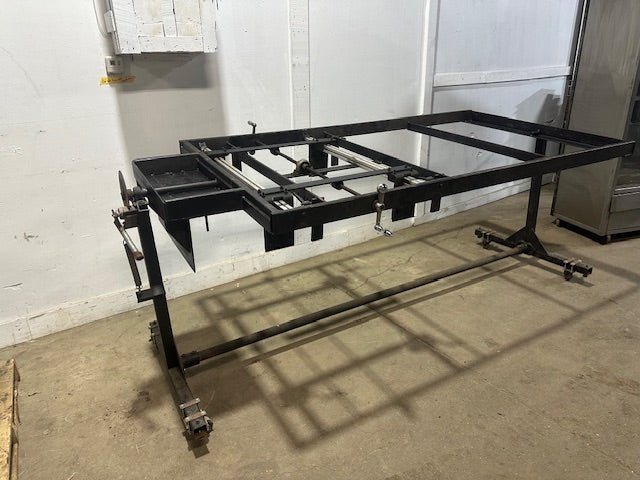 CUSTOM TILT - TOP STEEL GLASS/FABRICATION TABLE ON CASTERS - Second Life - Equipment - collection_name
