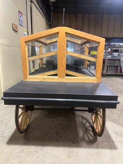 CUSTUM BUILT LIGHTED BAKERY WAGON WOODEN/GLASS HIGH END FINISHED DOUBLE SIDED 4 SHELF SELF SERVICE DISPLAY MERCHANDISER - Bargains R Ours - #collection_name#