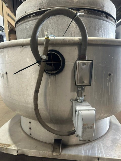 "DAYTON 4HX99A" CENTRIFUGAL UPBLAST ROOF EXHAUST FAN, BELT DRIVE (42" x 42"BASE) - Second Life-Equipment-collection_name