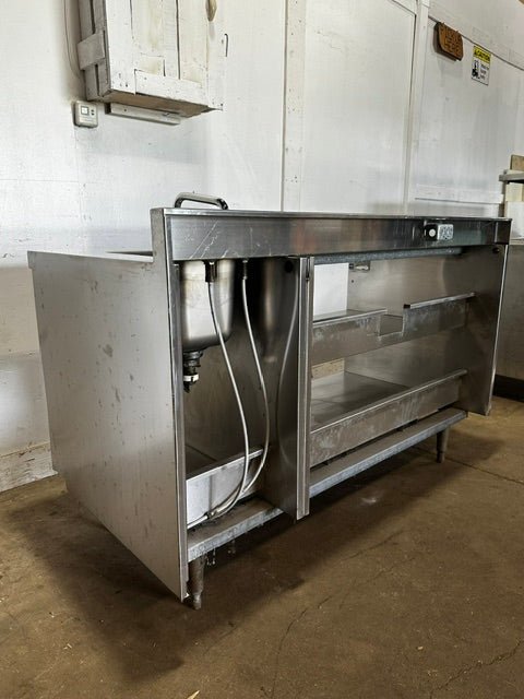 "DELFIELD 160546" S.S PREP TABLE W/OPEN SHELF UTILITY CABINET AND HAND SINK - Second Life-Equipment-#collection_name#
