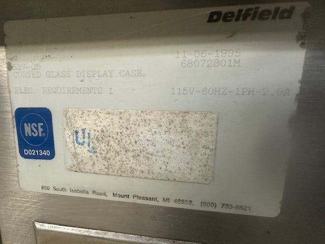 "DELFIELD 537 - CD"HD COMMERCIAL LIGHTED CURVED GLASS BAKERY DISPLAY CASE 115V 1PH - Second Life - Equipment - collection_name