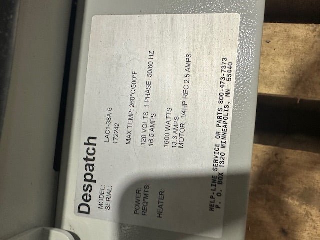 "DESPATCH LAC1 - 38A - 6" 120v, 1ph, Industrial Laboratory Oven with 3 rack, 500*F - Second Life - Equipment - collection_name