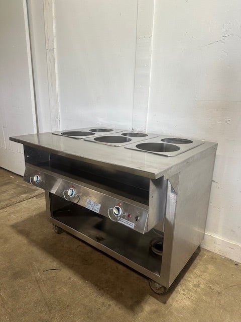 "DUKE DC - EP303 - 25SS M"208V ELECTRIC S.S 6 WELLS SOUP WARMER ON CASTERS - Second Life - Equipment - collection_name