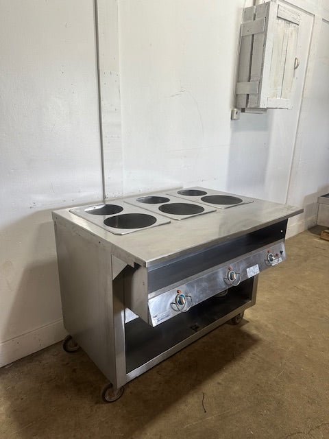 "DUKE DC - EP303 - 25SS M"208V ELECTRIC S.S 6 WELLS SOUP WARMER ON CASTERS - Second Life - Equipment - collection_name