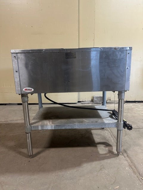 EAGLE GROUP 2 WELL STATIONARY GAS/PROPANE HOT FOOD TABLE WITH GALVANIZED SHELF AND ADJUSTABLE LEGS - Bargains R Ours - #collection_name#