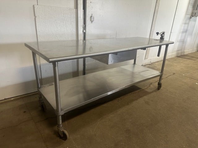 EAGLE S.S H.D COMMERCIAL 84"W x 29.5"D FOOD PREP TABLE WITH CAN OPENER & DRAWER - Second Life - Equipment - collection_name