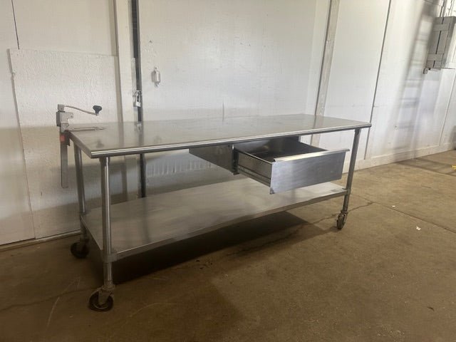 EAGLE S.S H.D COMMERCIAL 84"W x 29.5"D FOOD PREP TABLE WITH CAN OPENER & DRAWER - Second Life - Equipment - collection_name