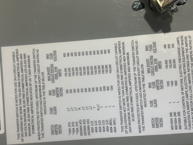 EATON 225AMP NTVEKDA30225BSU CUTLER - HAMMER TRANSFER SWITCH 120/208V, 3PH,3 POLES - Second Life - Equipment - collection_name