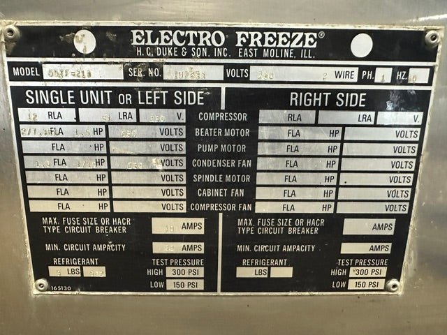 ELECTRO FREEZE 55TF-213 AIR COOLED 1PH 2 FLAVOR SOFT SERVE ICE CREAM MACHINE - Second Life-Equipment-collection_name